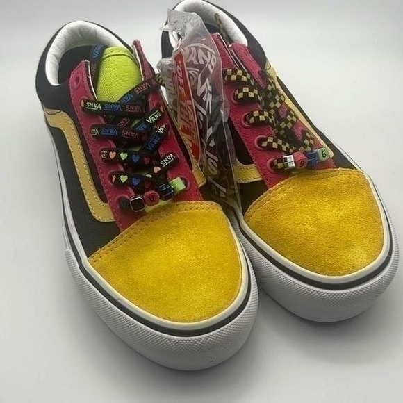 Vans Old Skool Platform Vans Beads checkered laces NEW women 5.5 - Picture 1 of 5